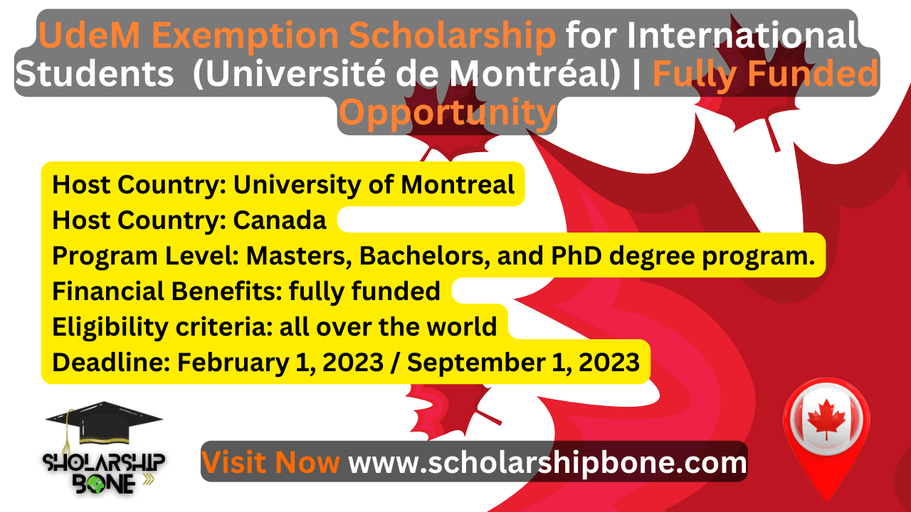 UdeM Exemption Scholarship for International Students (Université de Montréal) | Fully Funded Opportunity