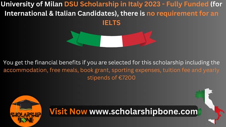 University of Milan DSU Scholarship in Italy 2023 – Fully Funded (for International & Italian Candidates)